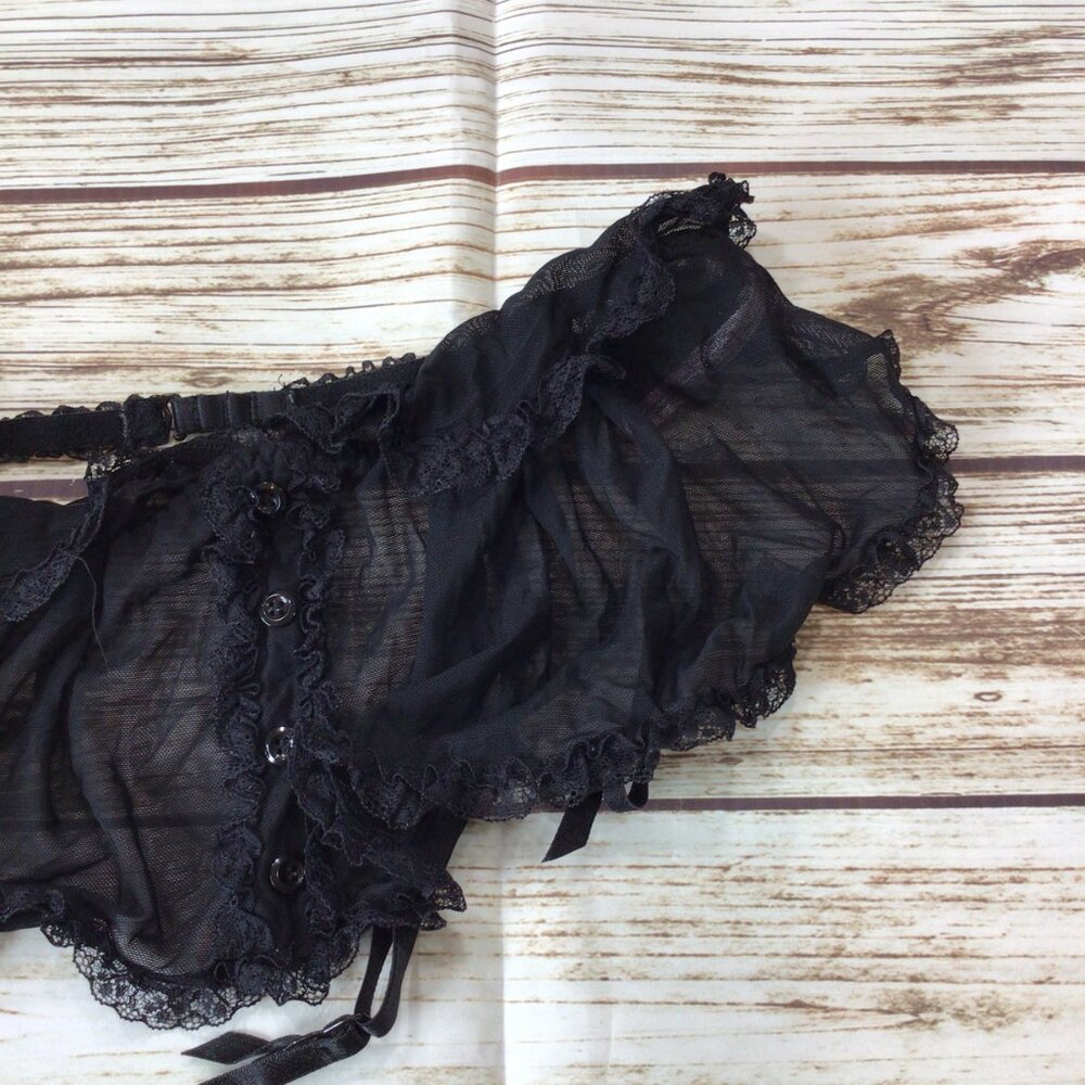 Victoria's Secret Sexy Little Thing Black Sheer Sexy Apron Garter Belt - Picture 2 of 5
